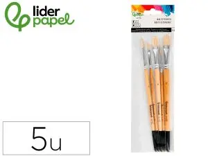 PINCEAUX EN POIL NATUREL DE PONEY LIDERPAPEL POINTES      ASSORTIES BLISTER DE 5 UNITES CERTIFIE FSC