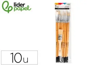 PINCEAUX EN POILS NATURELS LIDERPAPEL POINTES ASSORTIES  BLISTER DE 11 UNITES CERTIFIE FSC