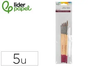 PINCEAUX AQUARELLE LIDERPAPEL POIL NATUREL DE PONEY BLISTER DE 5 UNITES ASSORTIS CERTIFIE FSC