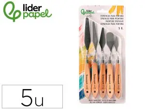 SPATULE POUR PEINTURE LIDERPAPEL METALLIQUE SACHET DE 5 UNITES TAILLES ASSORTIES CERTIFIE