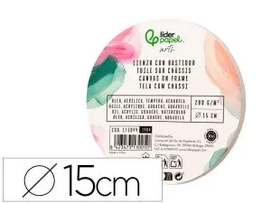 TOILE SUR CHASSIS ROND LIDERPAPEL AGRAFEE AU DOS     100% COTON BORDS EN BOIS 15   CM 280G/M2