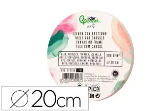 TOILE SUR CHASSIS ROND LIDERPAPEL AGRAFEE AU DOS     100% COTON BORDS EN BOIS 20   CM 280G/M2