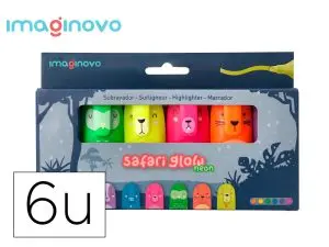 MARQUEUR IMAGINOVO FLUORESCENT SAFARI NEON       ANIMAUX BOITE DE 6 UNITES     ASSORTIES