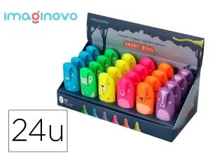 MARQUEUR IMAGINOVO FLUORESCENT SAFARI GLOW NEON  ANIMAUX ET CLIPS ASSORTIS