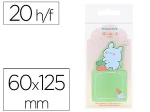 BLOC NOTES IMAGINOVO ADHESIFS BUNNY AVEC SUPPORT 20 FEUILLES COLORIS VERT 60X125 MM