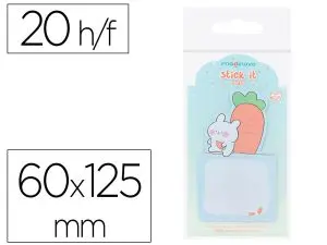 BLOC NOTES IMAGINOVO ADHESIFS BUNNY AVEC SUPPORT 20         FEUILLES COLORIS BLEU 60X125  MM