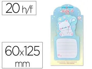 BLOC NOTES IMAGINOVO ADHESIFS BUNNY AVEC SUPPORT OURS BLEU  20 FEUILLES 60X125 MM