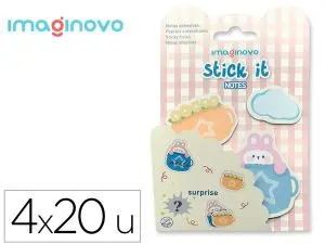BLOC NOTES IMAGINOVO ADHESIFS SURPRISE AUTOCOLLANT SURPRISE TAILLES ASSORTIES 20 FEUILLES COLORIS ROUGE