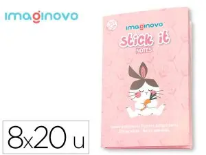 NOTES ADHESIVES IMAGINOVO STICK IT NOTEBOOK 20 NOTES ADHESIVES LAPIN TAILLES ASSORTIES
