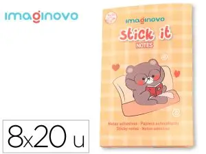 NOTES ADHESIVES IMAGINOVO STICK IT NOTEBOOK 20 NOTES ADHESIVES OURSON TAILLES ASSORTIES