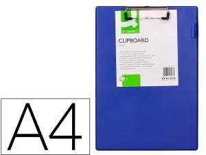 PORTE-BLOC Q-CONNECT CARTON RECOUVERT PVC ÉPAISSEUR 3MM PORTE-STYLO 220X310MM COLORIS BLEU