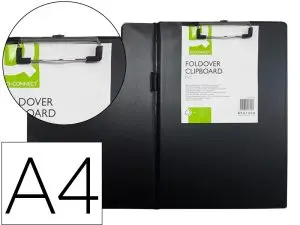 PORTE-BLOC DOUBLE Q-CONNECT POLYPROPYLÈNE PINCE ÉCONOMIQUE HAUT 2 POCHES HORIZONTALES RABAT COLORIS NOIR