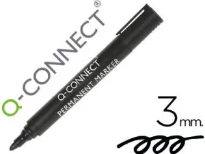 MARQUEUR Q-CONNECT PERMANENT POINTE OGIVE TRACÉ 3MM RÉSISTANTE CORPS PLASTIQUE COLORIS NOIR