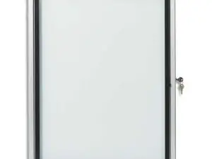VITRINE AFFICHAGE NOBO EXTÉRIEUR FOND MÉTAL MAGNÉTIQUE FAÇADE VERRE SERRURE 4 FEUILLES A4 59,5X67X4,5CM