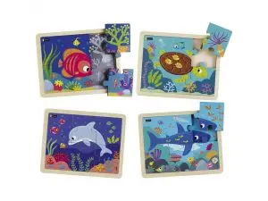 PUZZLES NATHAN LES ANIMAUX DE LA MER LOT DE 4 PUZZLES