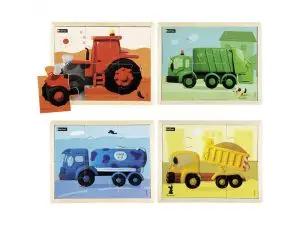 PUZZLES NATHAN LES ENGINS DE COULEUR LOT DE 4 PUZZLES
