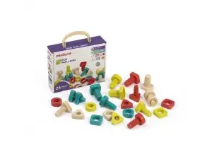 LOT DE VIS ET BOULONS ECO CONÃUS MINILAND FIBRE         PLASTIQUE ET BOIS 100%        RECYCLEBLE 24 PIECES ET 4