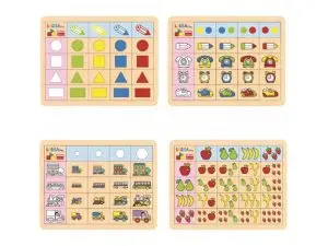 BESOINS SPECIFIQUES MATERIELS PEDAGOGIQUES AKROS TABLEAU DOUBLE ENTREE NIVEAU 1 4 PLATEAUX EN BOIS 4X25 TUILES