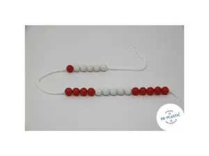 CHAINETTES DE CALCUL WISSNER DE 0 A 20 2 COULEURS 20 BOULES ROUGES ET BLANCHES