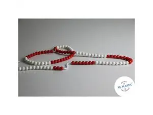 CHAINETTE DE CALCUL DE 0 A 100 2 COLEURS 100 BOULES PLASTIQUE ROUGES ET BLANCHES