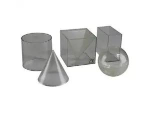 SOLIDES ET VOLUMES WISSNER VOLUMES A REMPLIR CORPS       TRANSPARENTS PLASTIQUE 5      PIECES 10 CM