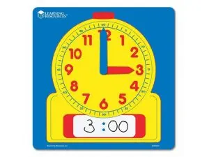 HORLOGES POLYPRO LEARNING RESOURCES GRANDE HORLOGE      ANALOGIQUE ET NUMERIQUE       EFFACABLE 30X30 CM