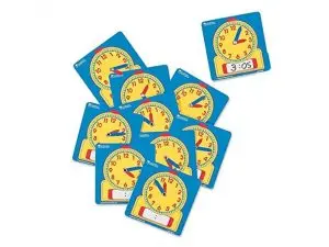 HORLOGES POLYPRO LEARNING RESOURCES PETITES HORLOGES    ANALOGIQUE ET NUMERIQUE       EFFACABLE 11X11 CM LOT DE 10