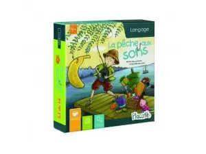 FRANCAIS PLACOTE LA PECHE AUX SONS SYLLABES ET RIMES 48 POISSONS BOIS AIMANTES 1 CANNE A PECHE 6 PLANCHES ETC