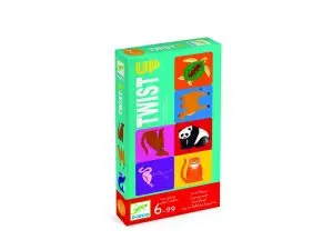 FRANCAIS DJECO TWIST UP 3 SETS 9 CARTES TRANSPARENTES 3 SETS 9 CARTES COLEURS 30 CARTES DEFIS 3 A 5 JOUEURS
