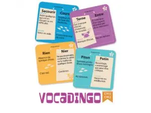 APPRENDRE A LIRE ET A ECRIRE COCKTAIL GAMES VOCADINGO CM1 AU CM2 ENRICHIR VOCABULAIRE 50 CARTES 4 NIVEAUX