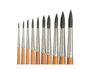 PINCEAU O'COLOR POILS PONEY N 24 IDEAL GOUACHE ET AQUARELLE VIROLE ALUMINIUM MANCHE BOISLAQUE LOT 10 UNITES