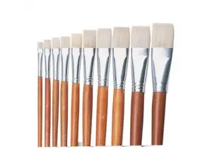 BROSSE PLATE O'COLOR POILS EN SOIE DE PORC N 02 IDEAL PEINTURE ACRYLIQUE VIROLE ALUMINIUM ET MANCHE BOIS LOT