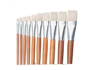 BROSSE PLATE O'COLOR POILS EN SOIE DE PORC N 22 IDEAL PEINTURE ACRYLIQUE VIROLE ALUMINIUM ET MANCHE BOIS LOT