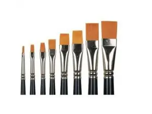 BROSSES POILS SYNTHETIQUES PLATES N 14 POUR PEINTURE     ACRYLIQUE VIROLE EN ALU LOT   DE 10 UNITES