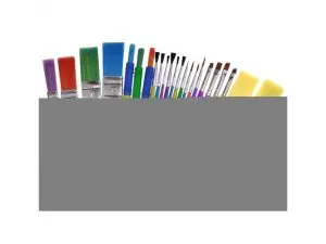 ASSORTIMENT CREATIVITE PINCEAUX FINS ET LARGES BROSSES PLATES PINCEAUX PLATS EN MOUSSE LOT DE 25 PIECES