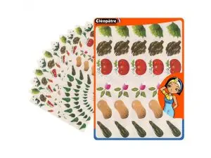 GOMMETTE FANTAISIE CLEOPATRE LEGUMES 6 MOTIFS 720          GOMMETTES POCHETTE DE 24      PLANCHES A5