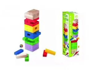 JEU D ADRESSE CAYRO TOUR INFERNALE EN BOIS 54 PIECES EN 6 COLORIS ET 1 DE