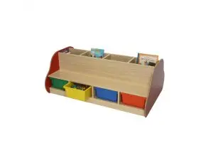 BANC DE BIBLIOTHEQUE CULTURE CLUB DOUBLE FACE POUR 8 ENFANTS 8 COMPARTIMENTS ET 4 BACS DE RANGEMENT