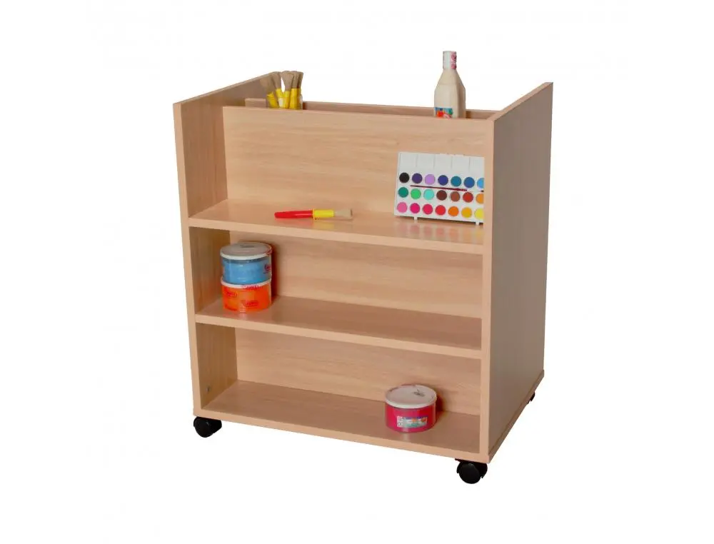 CHARIOT RANGEMENT CULTURE CLUBA LA VERTICALE DOUBLE FACE COMPARTIMENTS ET ETAGERES 4 ROULETTES AVEC FREINS