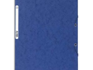 CHEMISE EXACOMPTA CARTE LUSTRÉE 5/10E 400G 3 RABATS ET ÉLASTIQUE A4 FORMAT 240X320MM COLORIS BLEU