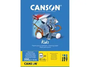 BLOC PEINTURE CANSON PAPIER DESSIN SPECIAL GOUACHE RESISTANT EAU 200G A3 290X420MM 20 FEUILLES