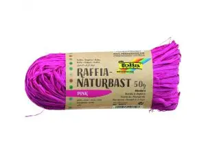 RAPHIA VEGETAL CLAIREFONTAINE COLORIS ROSE PELOTE 50G