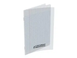 CAHIER CONQUERANT POLYPROPYLENE INDECHIRABLE ET LAVABLE 17X22 CM 140 PAGES PIQURE 90G SEYES INCOLORE