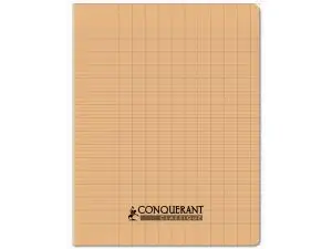 CAHIER CONQUERANT POPLYPROPYLENE PAPIER VELIN EXTRA PASTEL 17X22 CM 96 PAGES PIQURE 90G ABRICOT