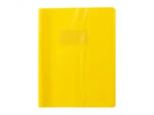 PROTEGE-CAHIER CLAIREFONTAINE 17X22CM PLASTIQUE 22/100E 2 RABATS COLORIS JAUNE