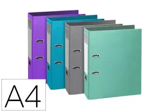 CLASSEUR A LEVIER EXACOMPTA TEKSTO RIGIDE A4 DOS DE 80 MM DIM 32X29 CM COLORIS ASSORTIS