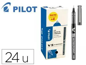 PACK ROLLER PILOT V5 POINTE AIGUILLE 0.5 MM AVEC          REGULATEUR D ENCRE 16 + 4     OFFERTS COLORIS NOIR