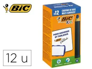 CRAYON COULEUR BIC KIDS MULTI-SURFACES CORPS TRIANGULAIRE BOIS COLORIS BLEU BOITE 12 UNITES