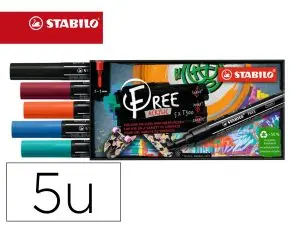 MARQUEUR STABILO URBAN FREE ACRYLIC TOUTES SURFACES T300  POINTE MOYENNE SET 2 COLORIS  ASSORTIS COFFRET 5 UNITES