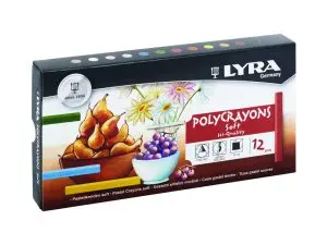 PASTELS TENDRES LYRA SECS SOFT FORME CARREE 10MM 6 CM   12 UNITES COLORIS ASSORTIS